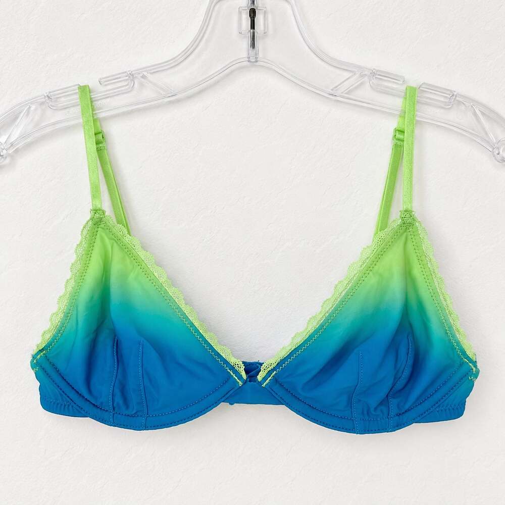 Intimately Free People Unlined Underwire Bra Blue/Green Ombre US 32B EUC